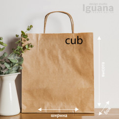 Крафт-пакет с кручеными ручками КРАФТ (320х300х160мм) cub